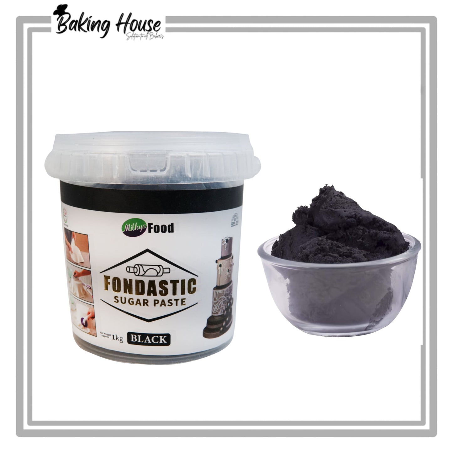 Milkyz Food Black Sugar Paste/Fondnat 1kg Bucket