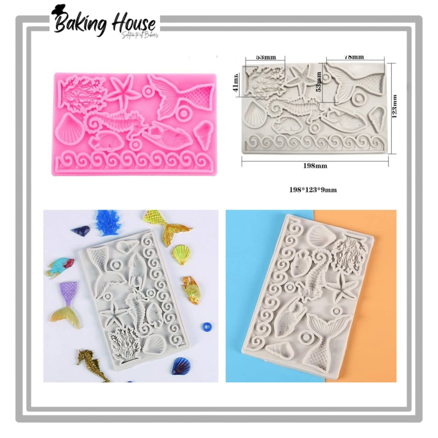 Mermaid Set Silicon Fondant Mould For Cake Decorating