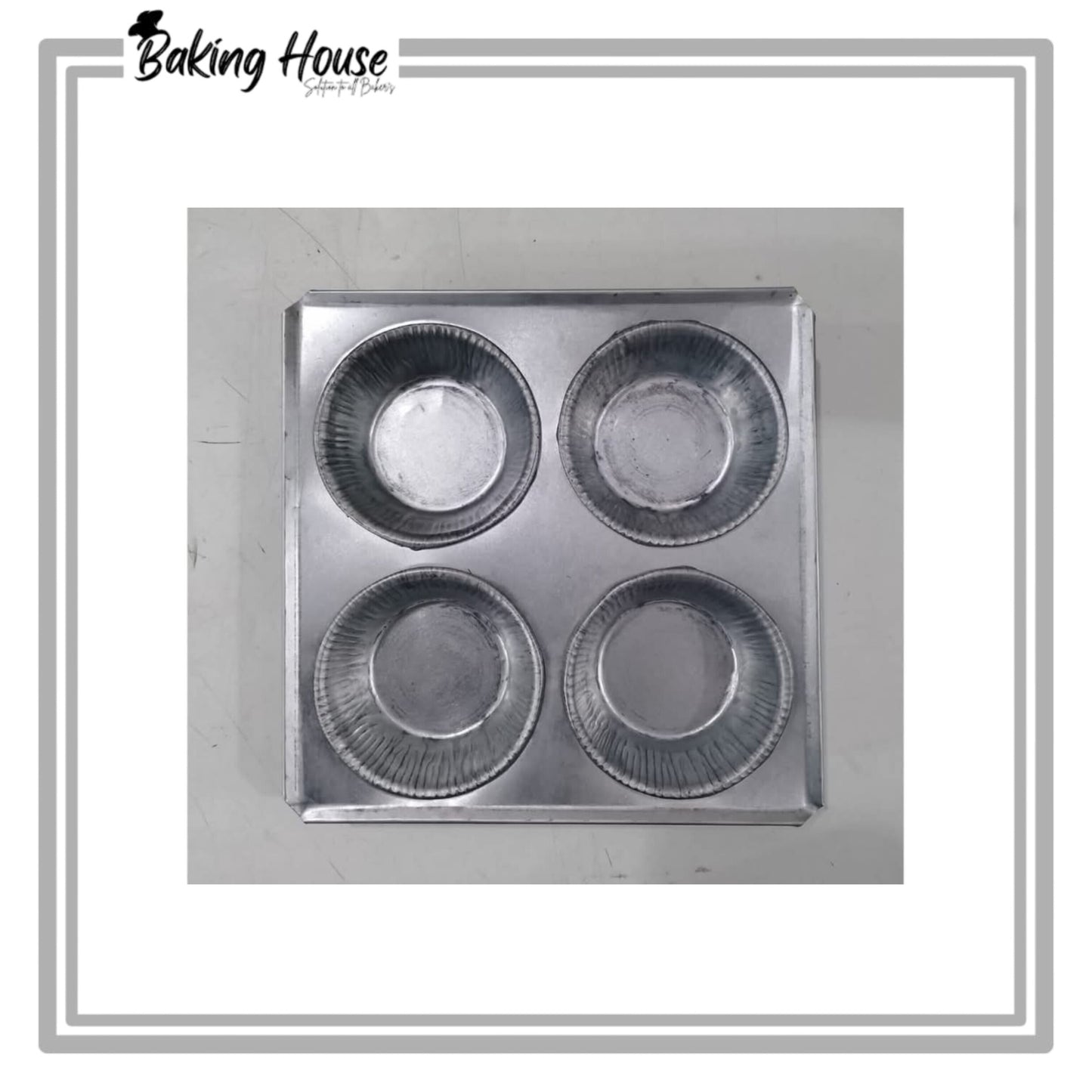 4 Cavity Stainless Steel Cupcake Silver Tray