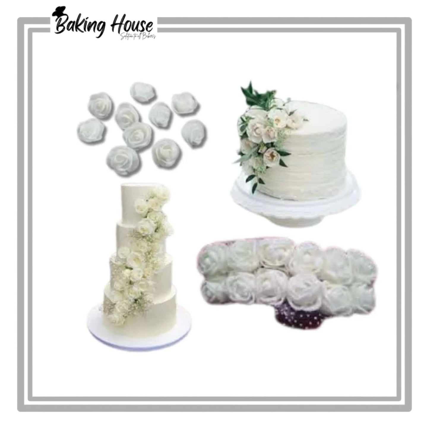 12pcs White Mine Flowers For Cake Decorationg