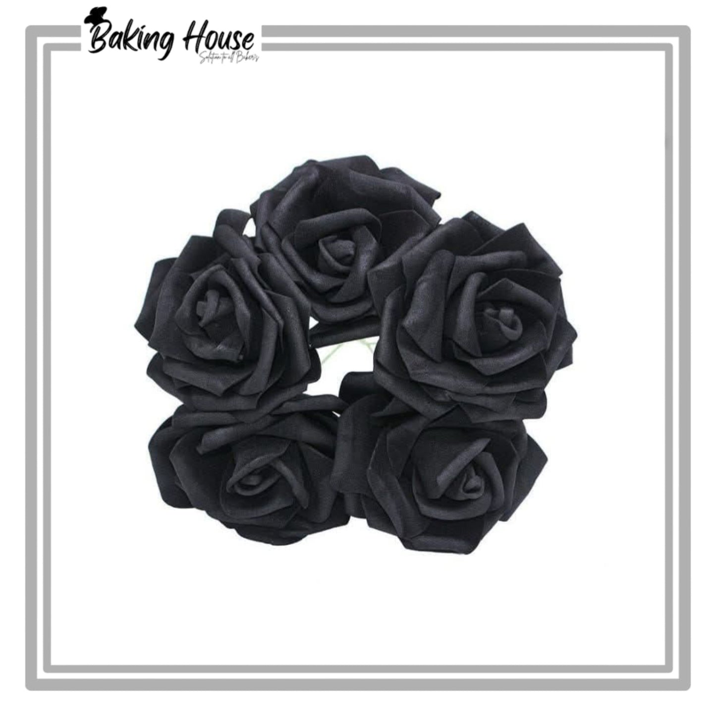5pcs Black Fomice Flowers For Cake Decorationg