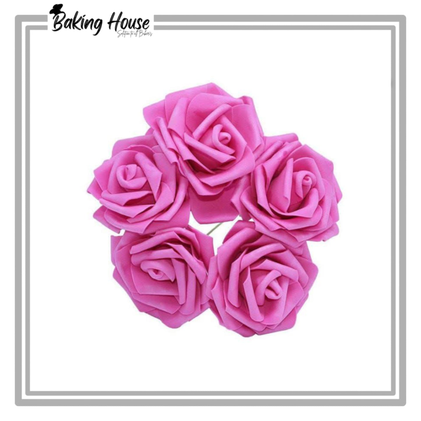 5pcs Dark-Pink Fomice Flowers For Cake Decorationg