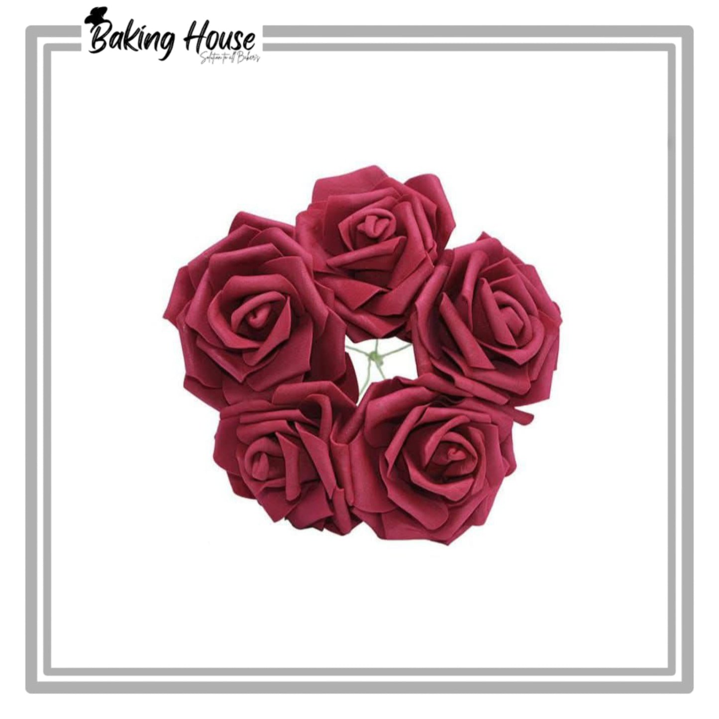 5pcs Mahroon Fomice Flowers For Cake Decorationg