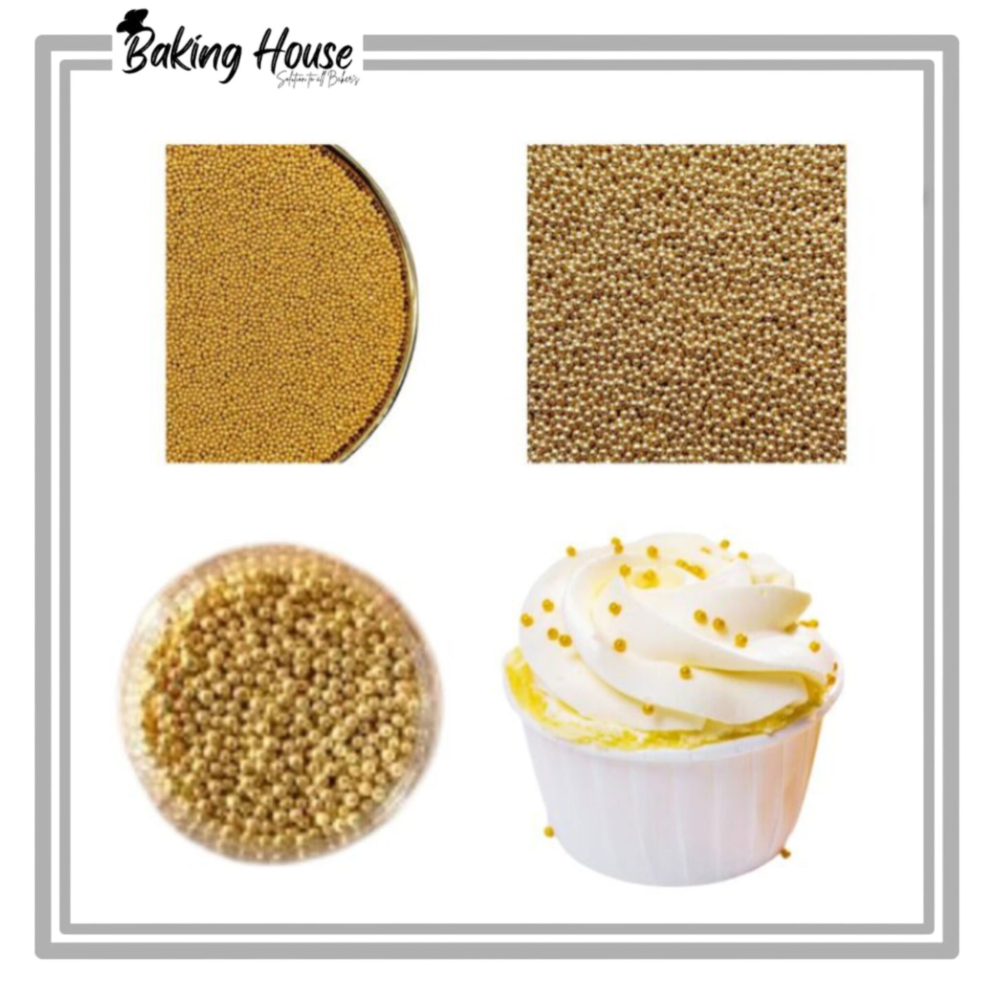 4mm Metallic Golden Edible Beads 25g For Cake Decorationg