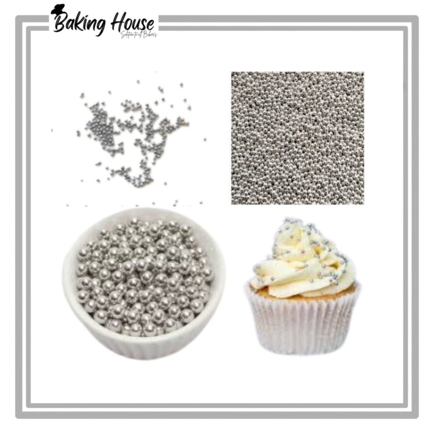 7mm Metallic Silver Edible Beads 25g For Cake Decorationg