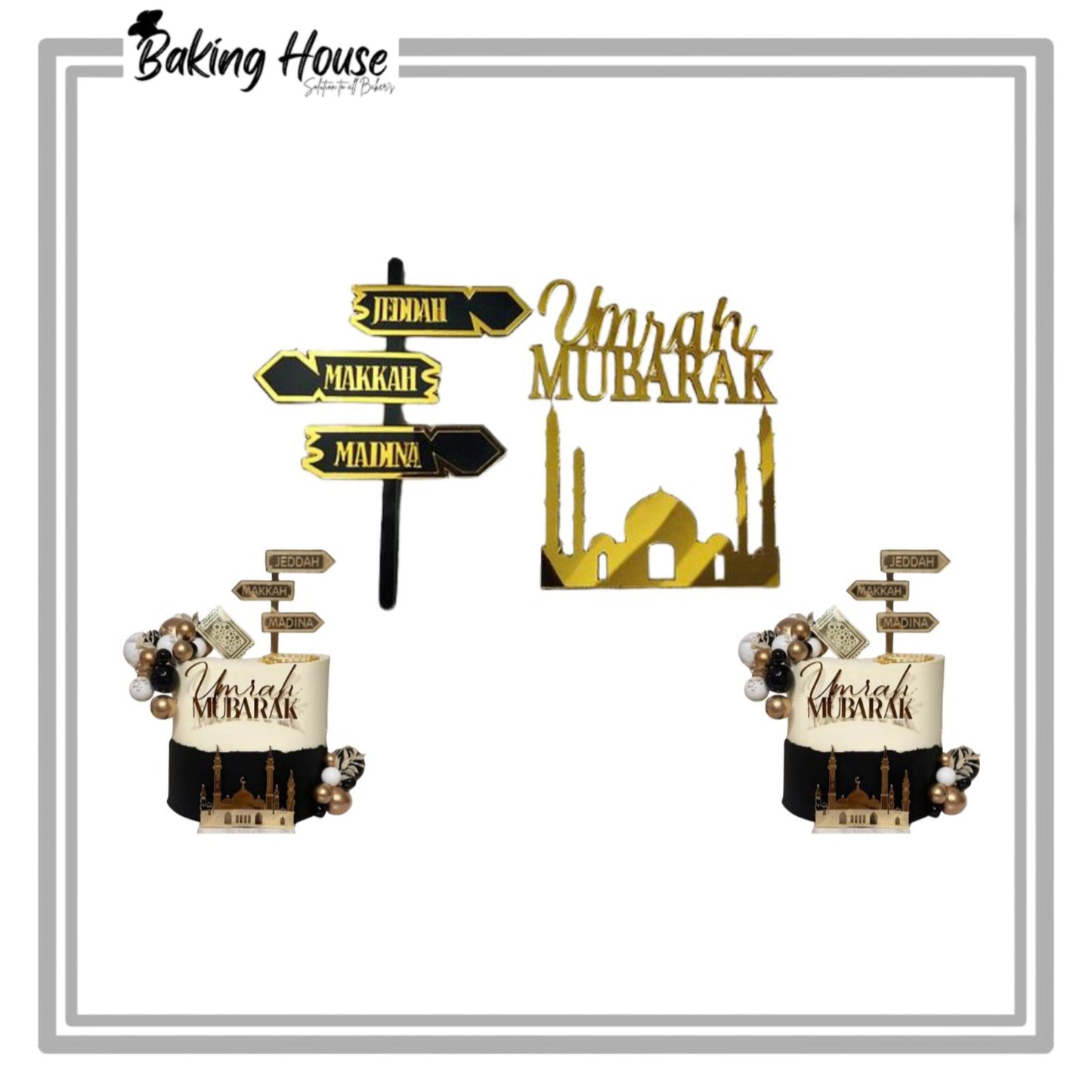 Umrah Mubarak Acrylic Cake Topper Set