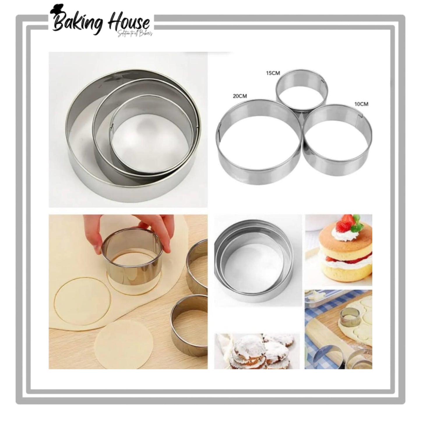 3pcs Stainless Steel Round Cookie Cutter