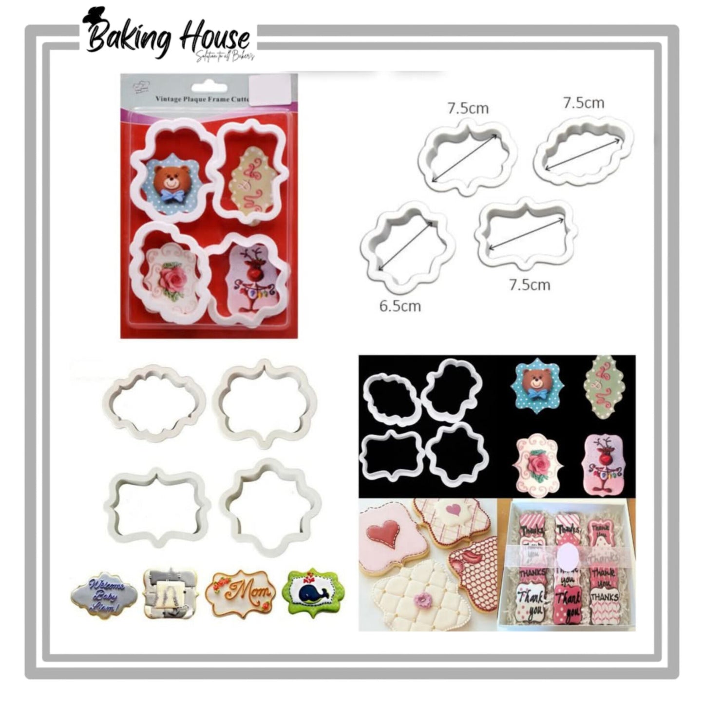 4pcs Vintage Plastic Cookie Cutter