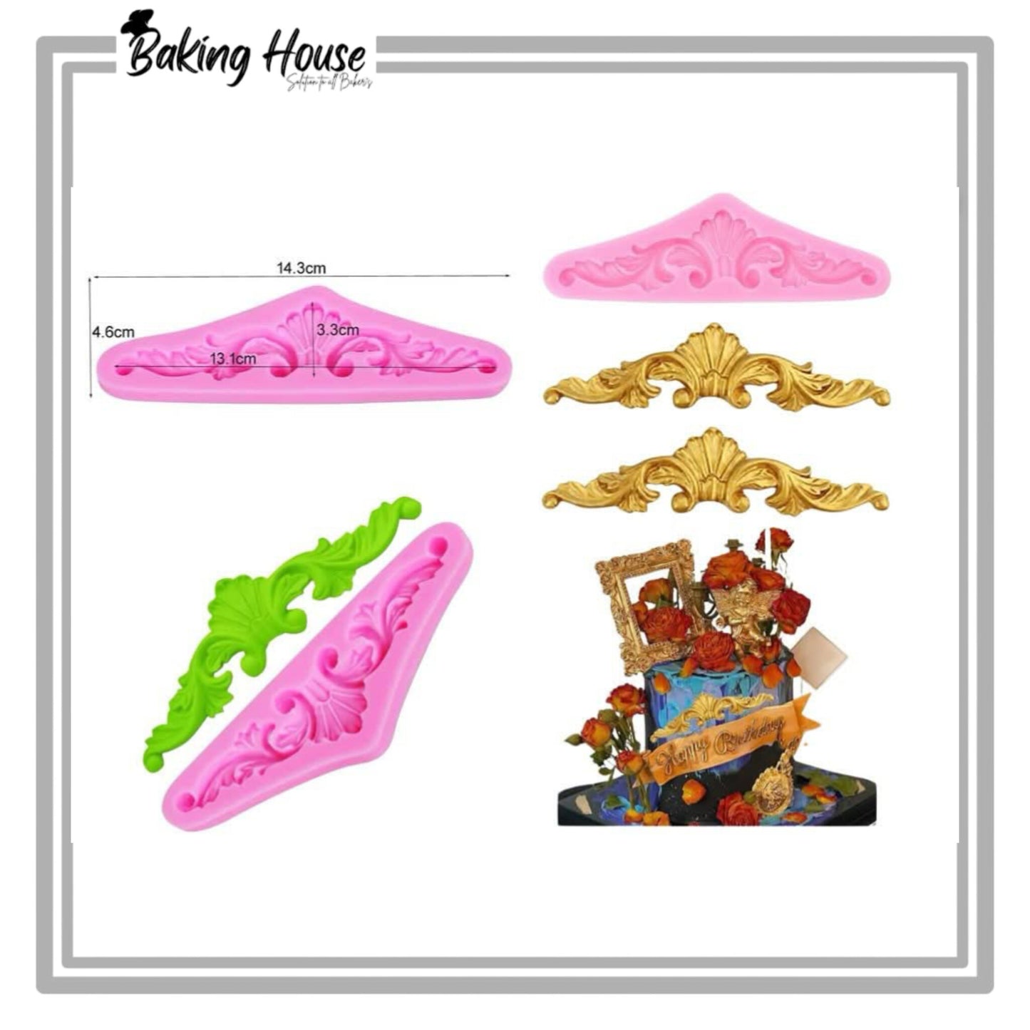 Baroque Vintage Lace Cake Border silicon Mould