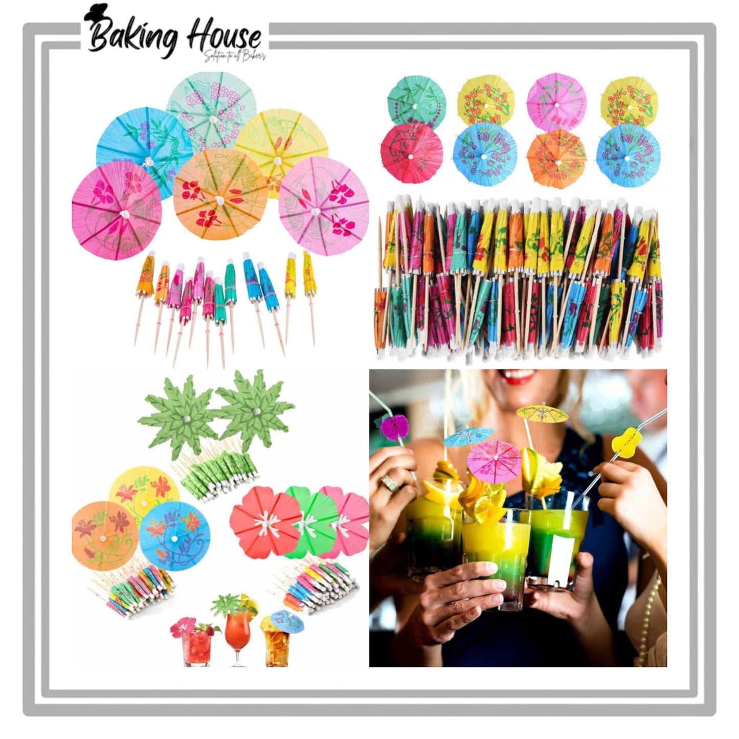 10PCS Drink Umbrellas for Drinks, Paper Mini Umbrella for Drinks Hawaiian Cupcake Topper