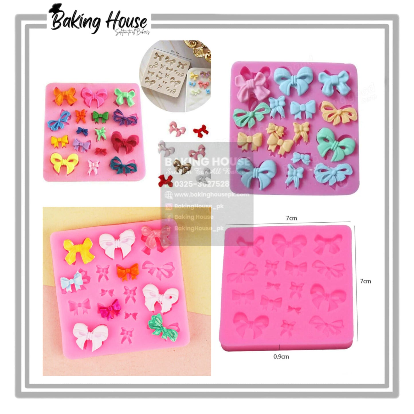 Multi Mini Bow Silicon Fondant Mould For Cake Decorating