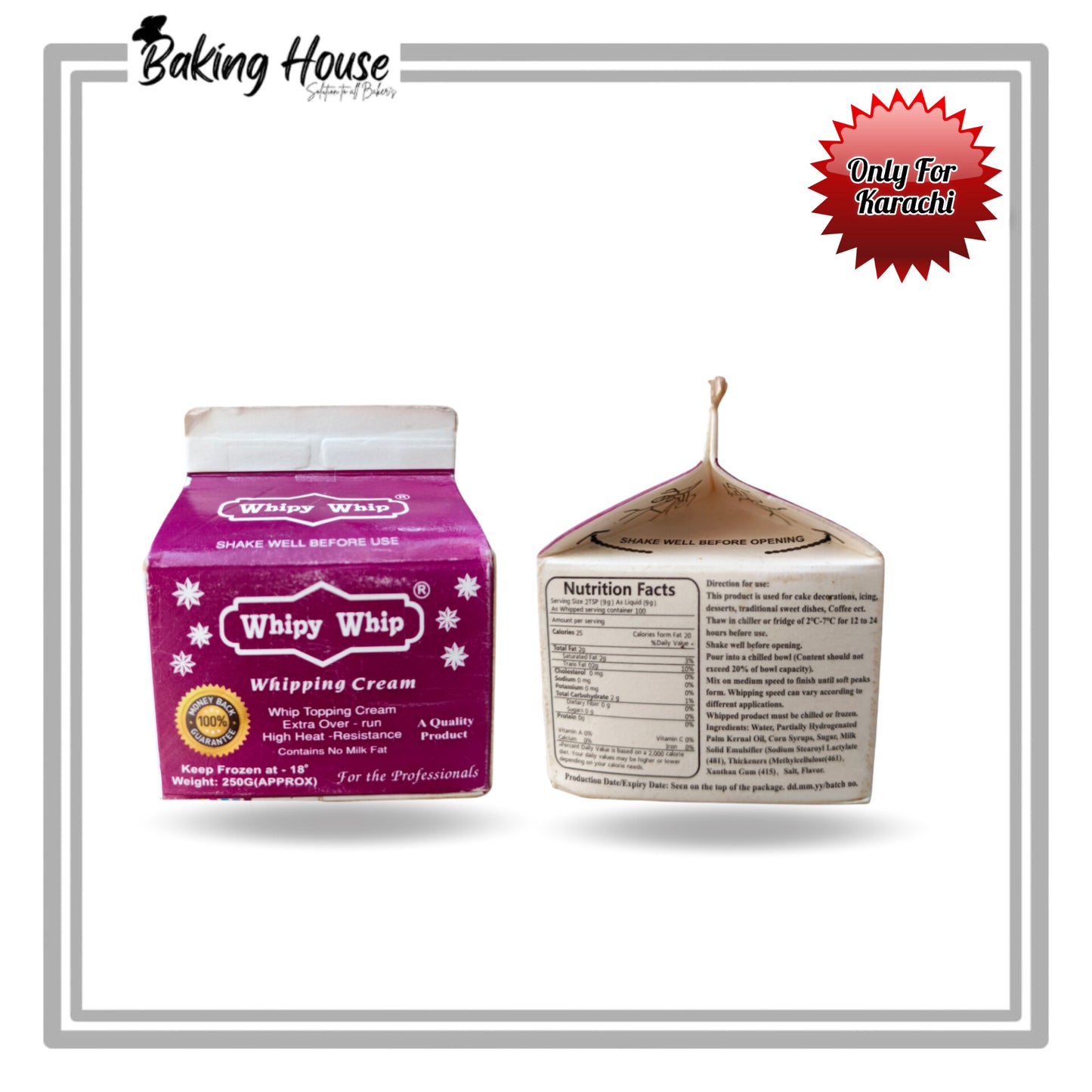 Whipy Whip Non Dairy Whipping Cream 250g (Only For Karachi)