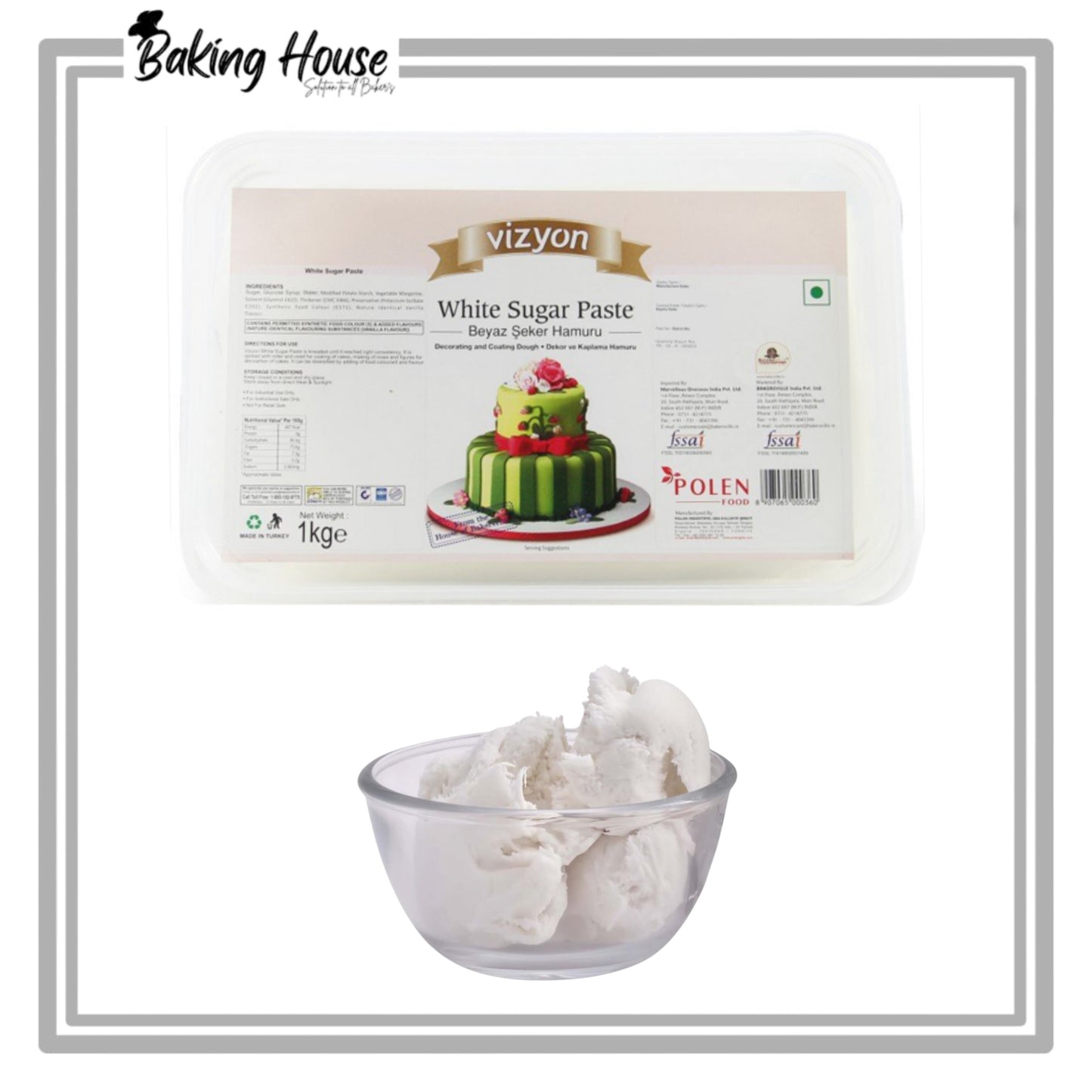Vizyon White Sugar Paste/Fondant 1kg Pack