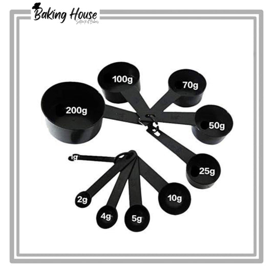 10pcs Black Plastic Measuring Cup & Spoon Set