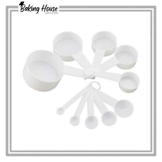 10pcs White Plastic Measuring Cup & Spoon Set