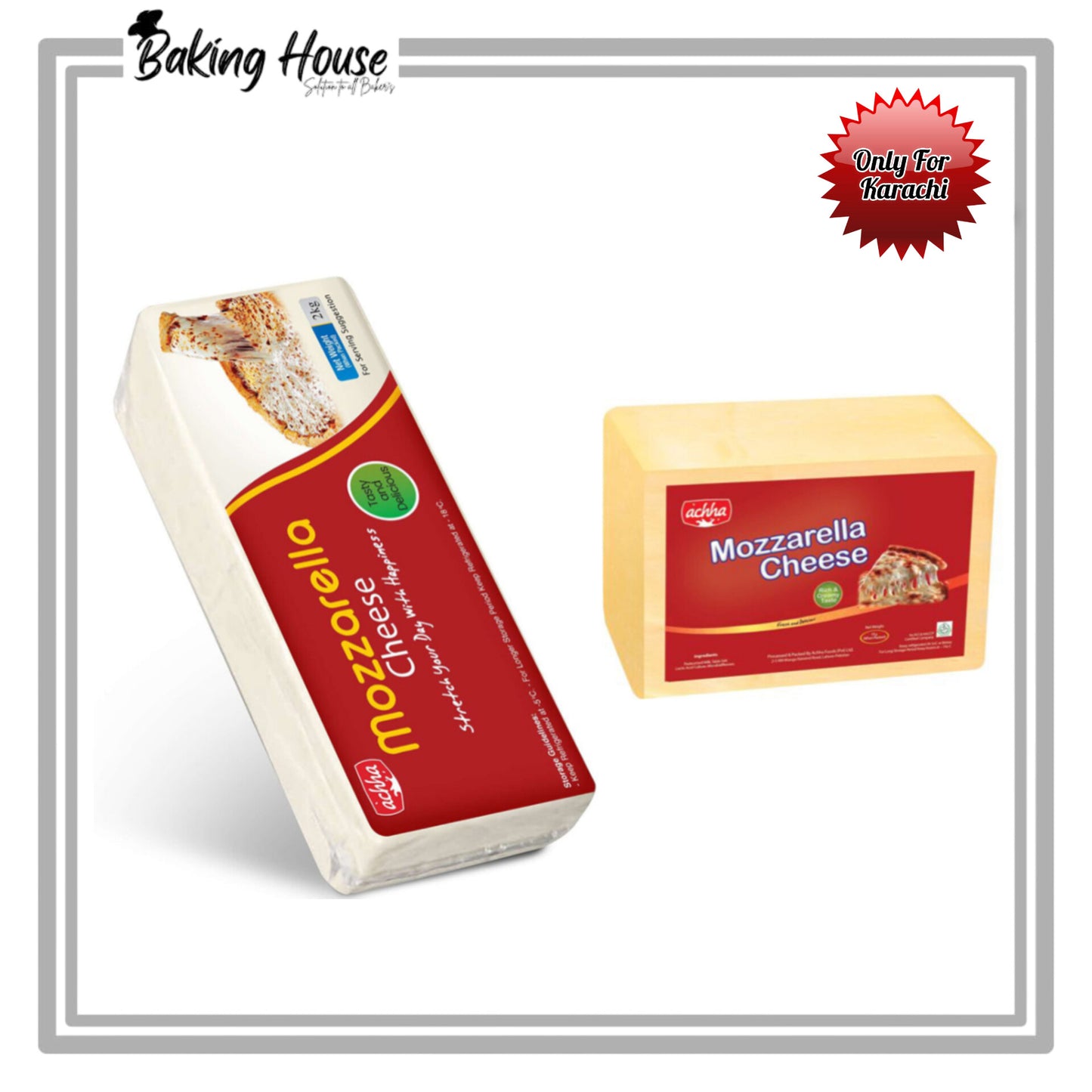 Acha Food Cheddar 2kg & Mozzarella 2kg (Only For Karachi)