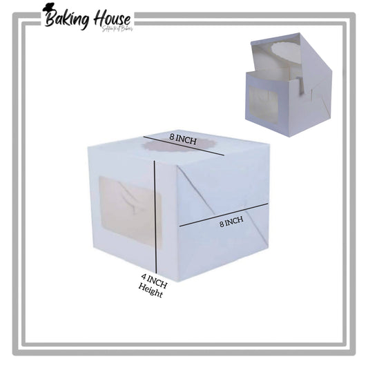 8x8x4 White Window Cake Box