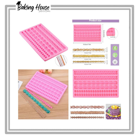 6 Cavity Chain Design Silicon Fondant Mould For Cake Decorating