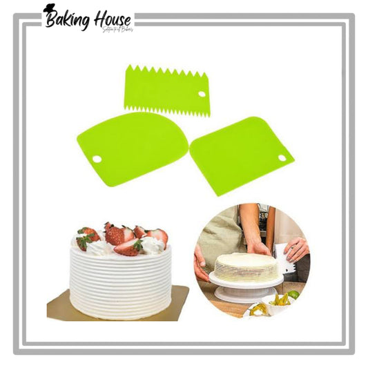 3pcs Platic Icing Scrapper/Comb For Cake Decorating