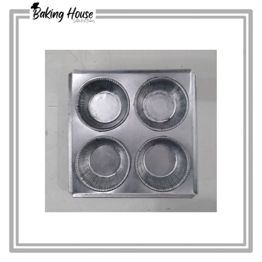 4 Cavity Stainless Steel Cupcake Silver Tray