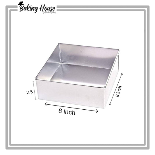 8 Inch Square Silver Stainless Steel Cake Pan