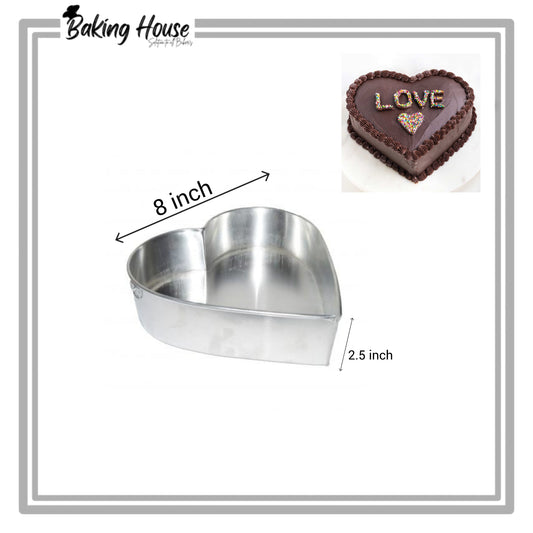 8 Inch Silver Stainless Steel Cake Heart Pan