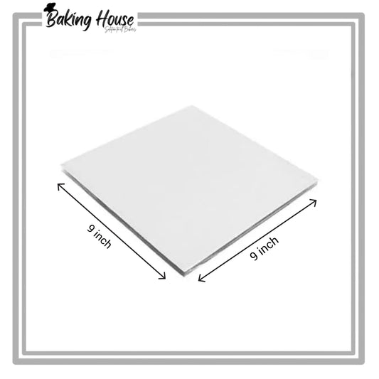 9 Inch White Square Cake Base