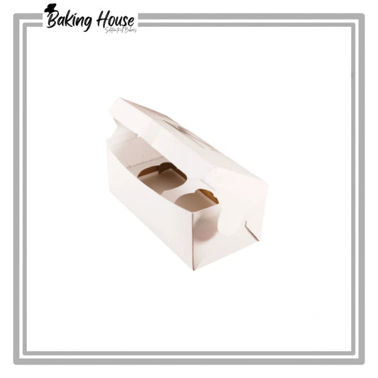 2 Cavity White Window Cupcake Box