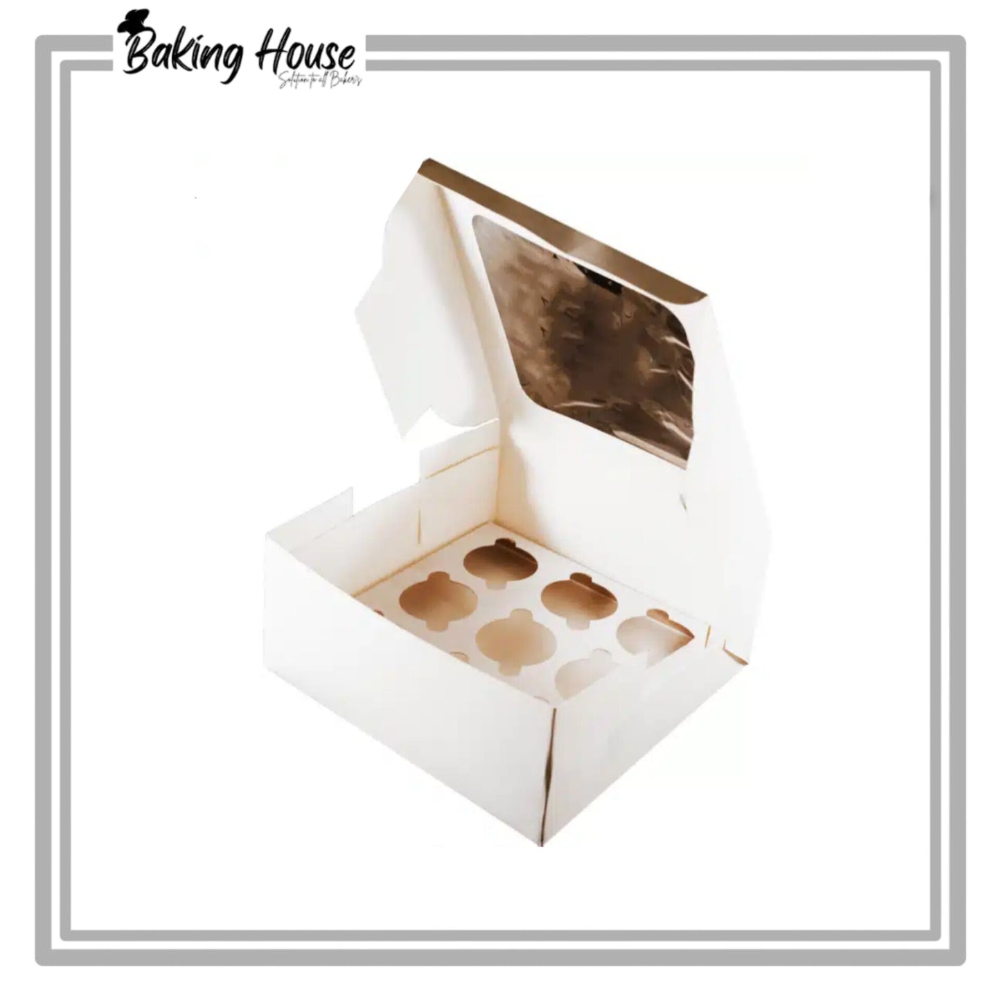 6 Cavity White Window Cupcake Box
