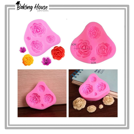 4 Cavity Rose Silicon Fondant & Candy Mould