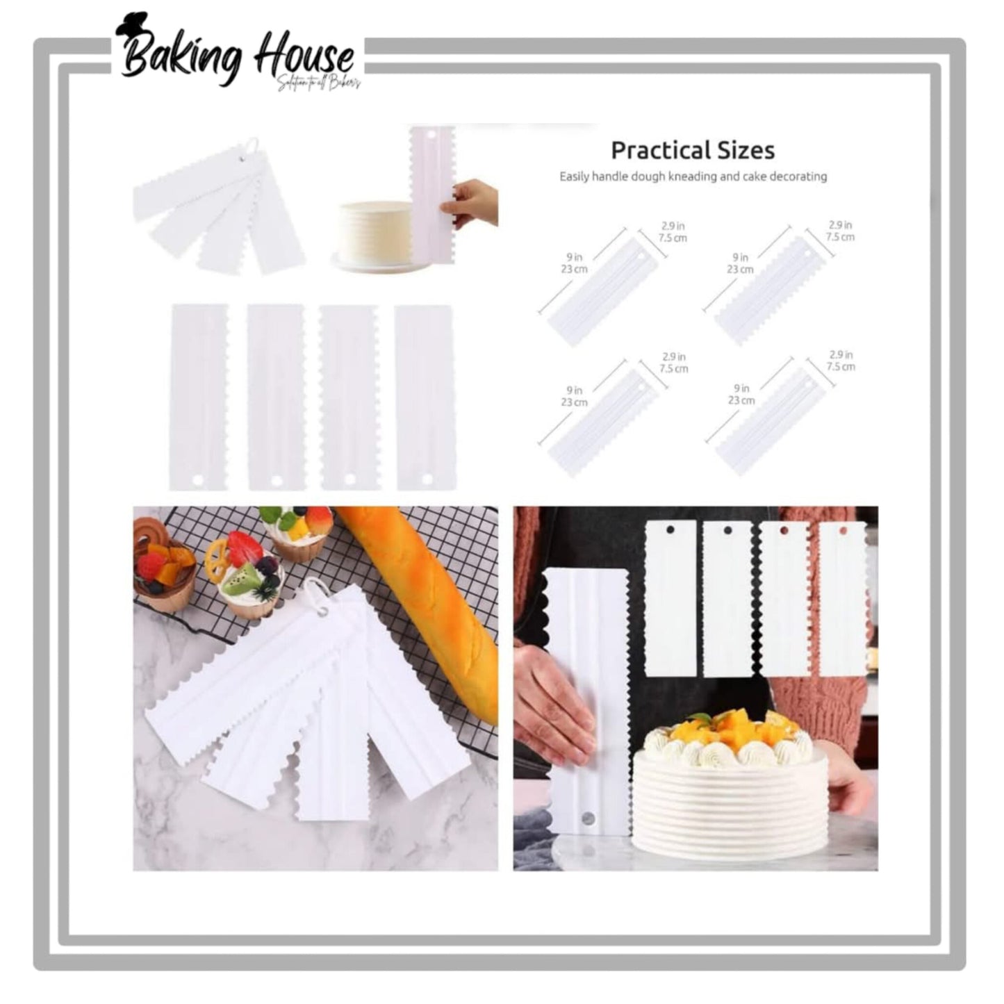 4pcs Long Plastic Scrapper For Cake Decorationg