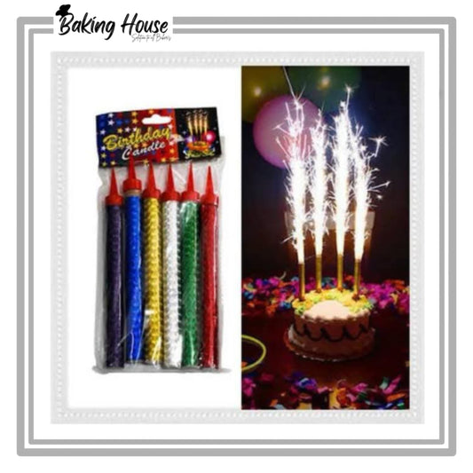 6pcs Fire Sparkle Candle For Cake Decorationg