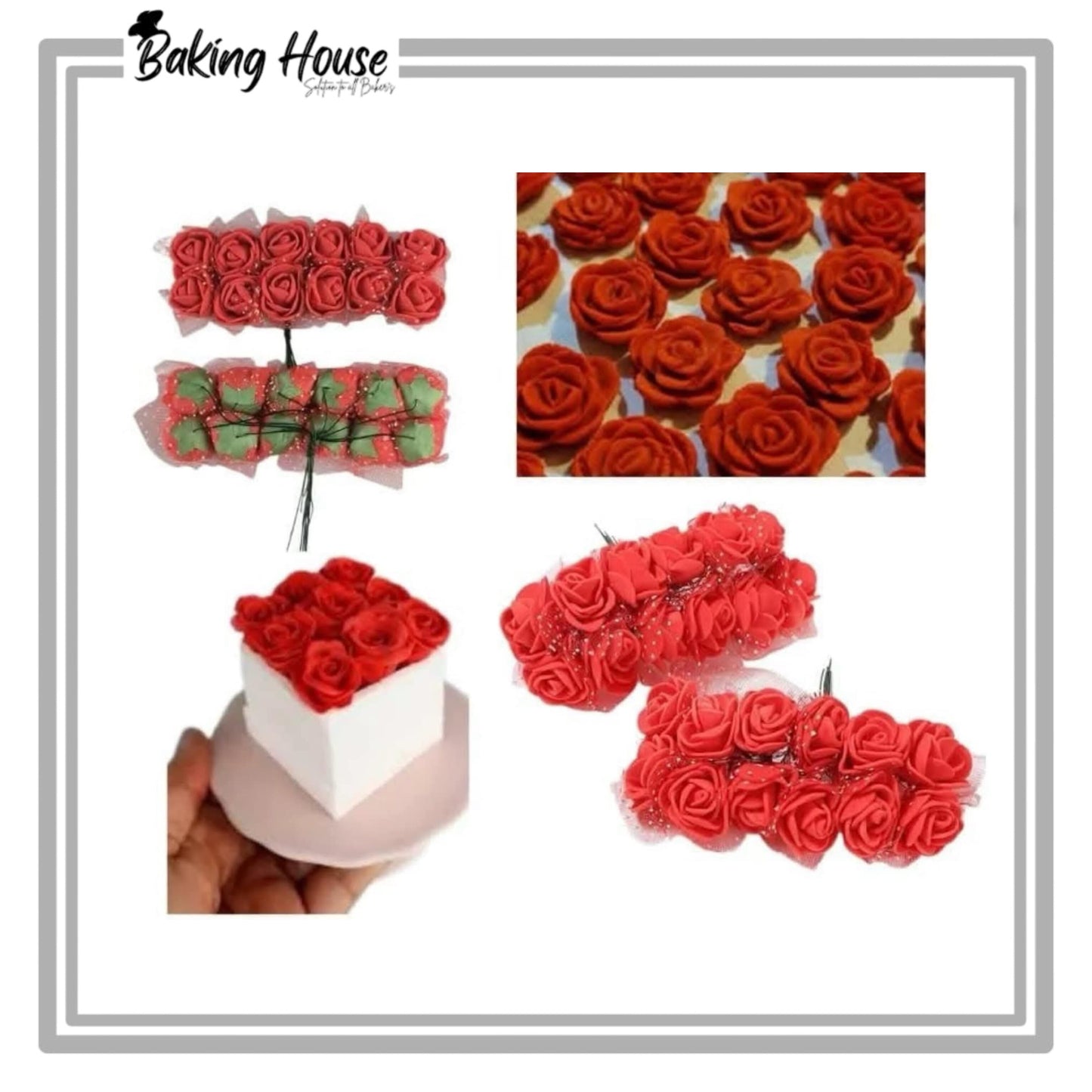 12pcs Red Mine Flowers For Cake Decorationg