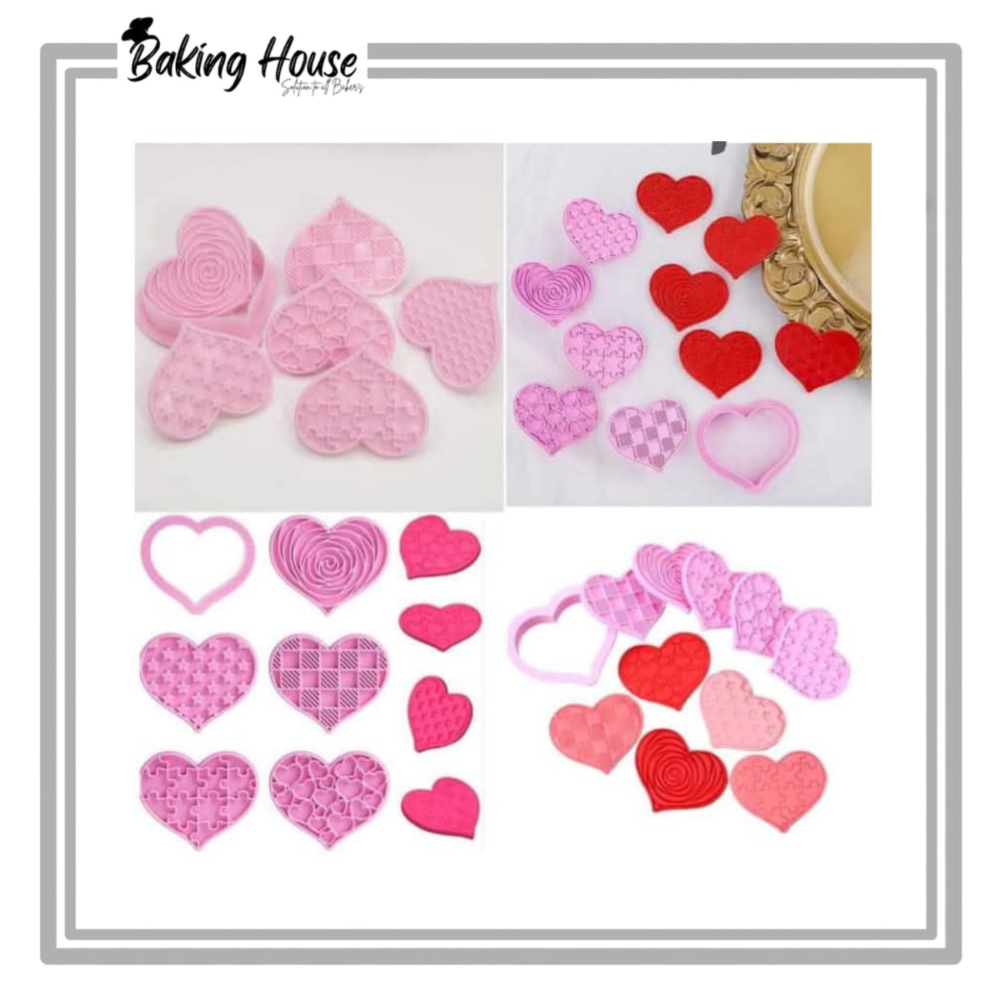 6pcs Heart Embosser & Cookie Cutter