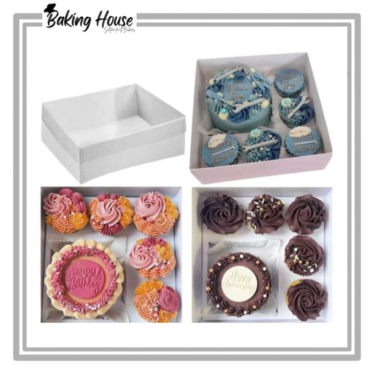 1 Bento 5 Cupcake White Transparent Lid Box