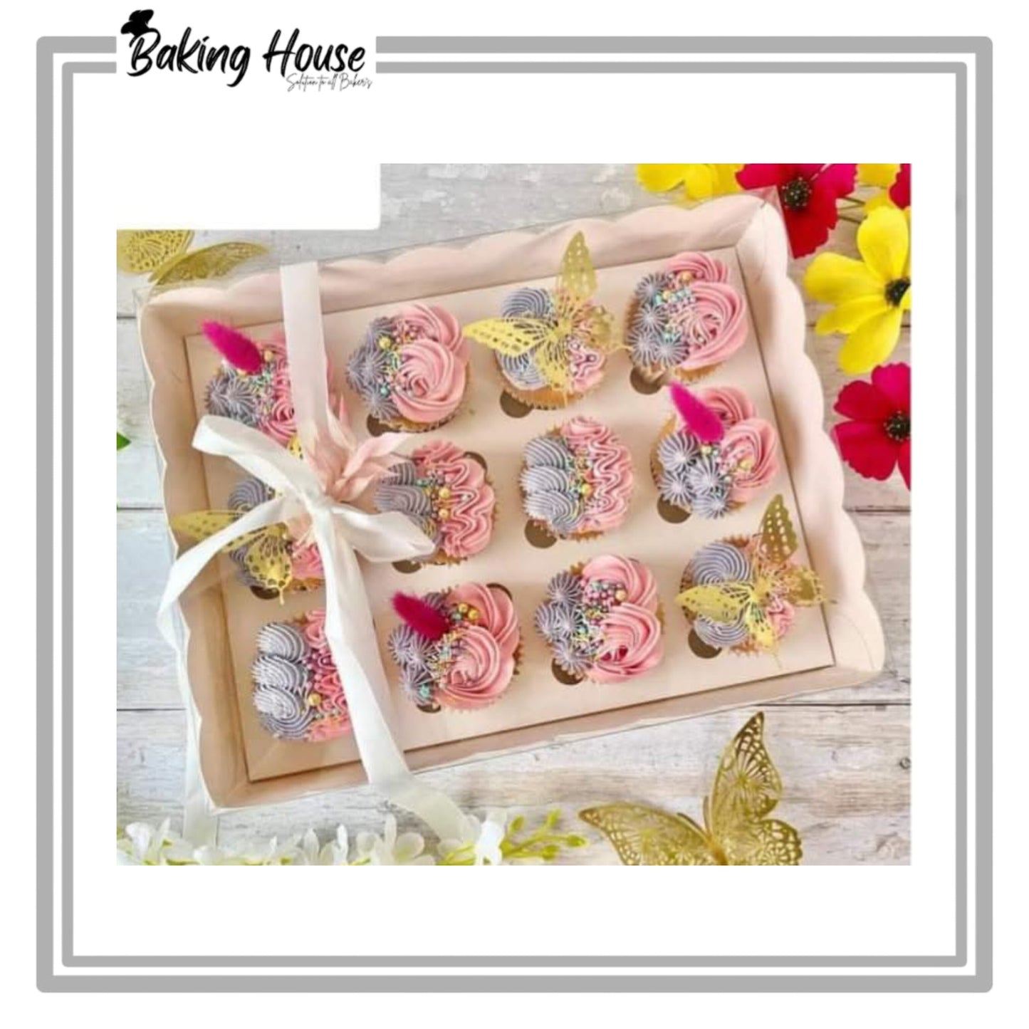 12 Cupcake White Transparent Lid Box