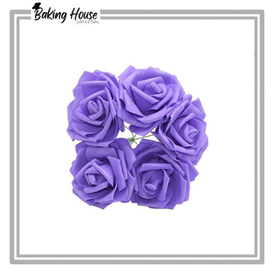 5pcs Purple Fomice Flowers For Cake Decorationg