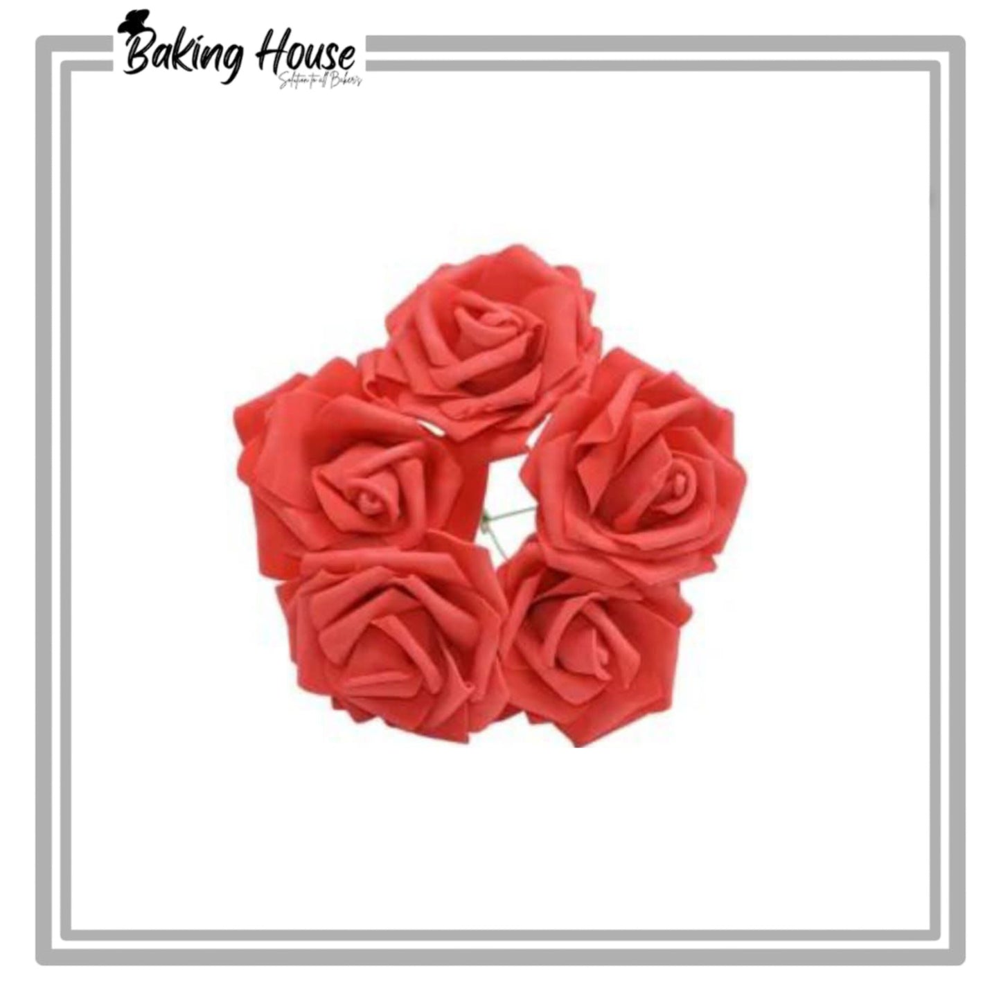 5pcs Red Fomice Flowers For Cake Decorationg