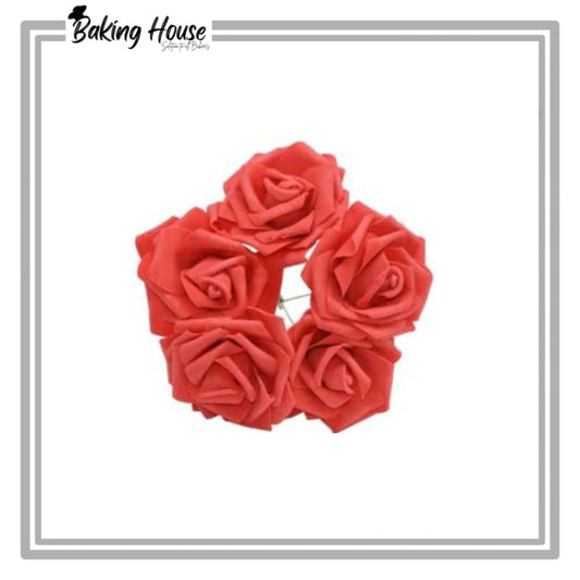 5pcs Red Fomice Flowers For Cake Decorationg
