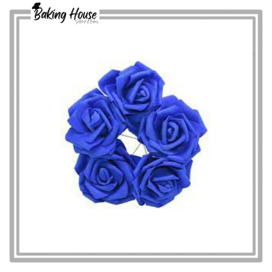 5pcs Blue Fomice Flowers For Cake Decorationg