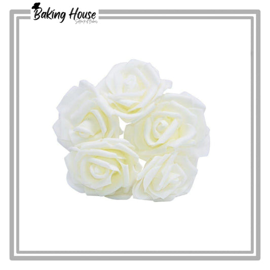 5pcs Off-White Fomice Flowers For Cake Decorationg