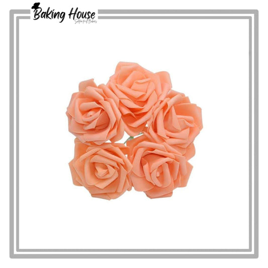5pcs Peach Fomice Flowers For Cake Decorationg