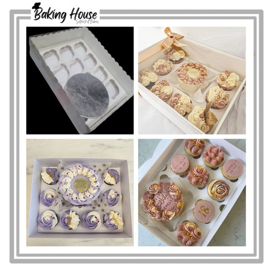 1 Bento 8 Cupcake White Transparent Lid Box