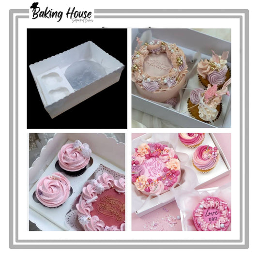 1 Bento 2 Cupcake White Transparent Lid Box