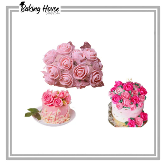 12 Mini Light Pink Fomice Flower For Cake Decorationg