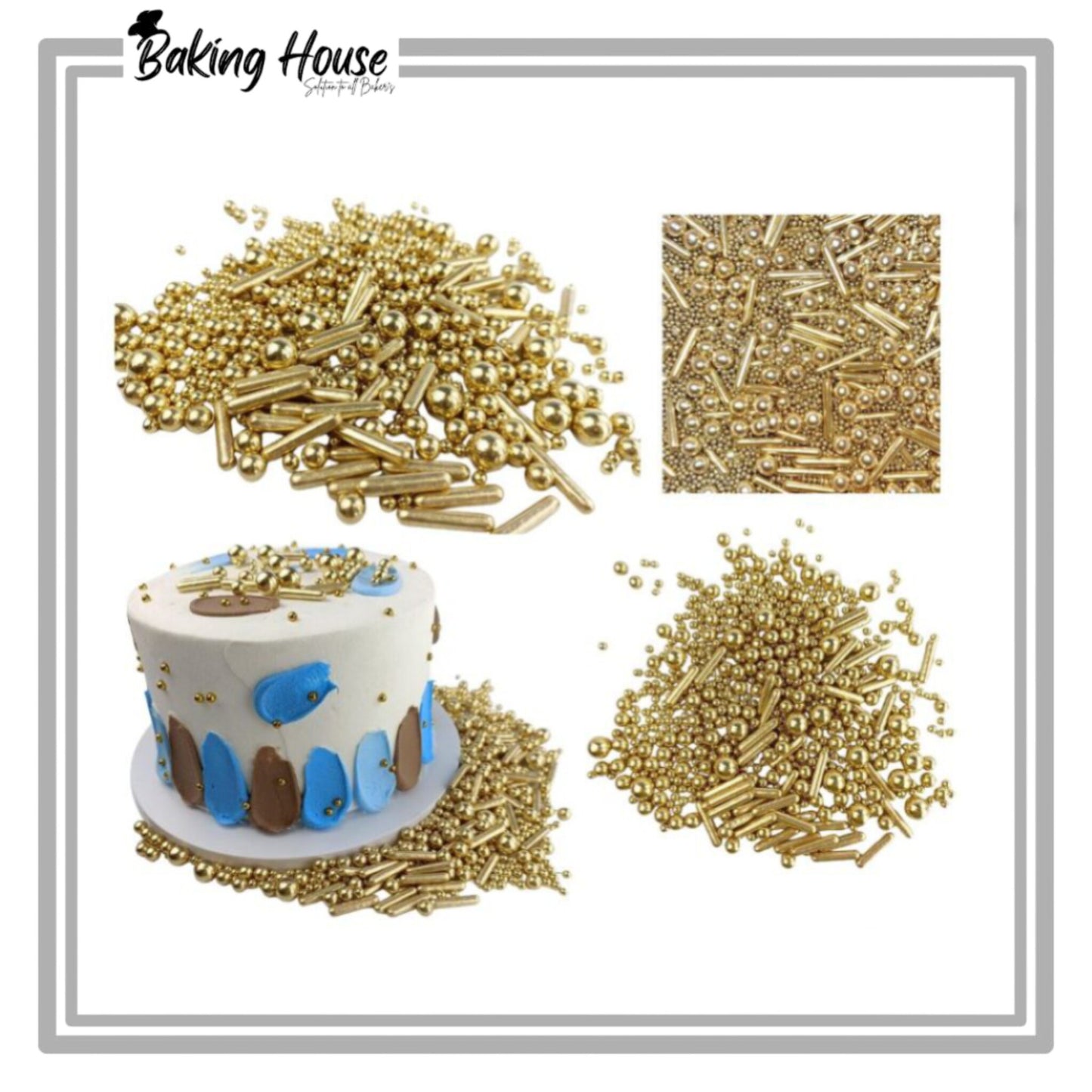 Mix Metallic Golden Edible Beads 25g For Cake Decorationg