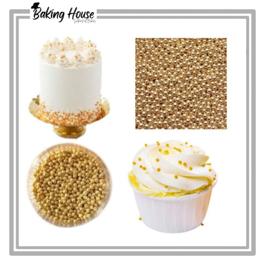 7mm Metallic Golden Edible Beads 25g For Cake Decorationg