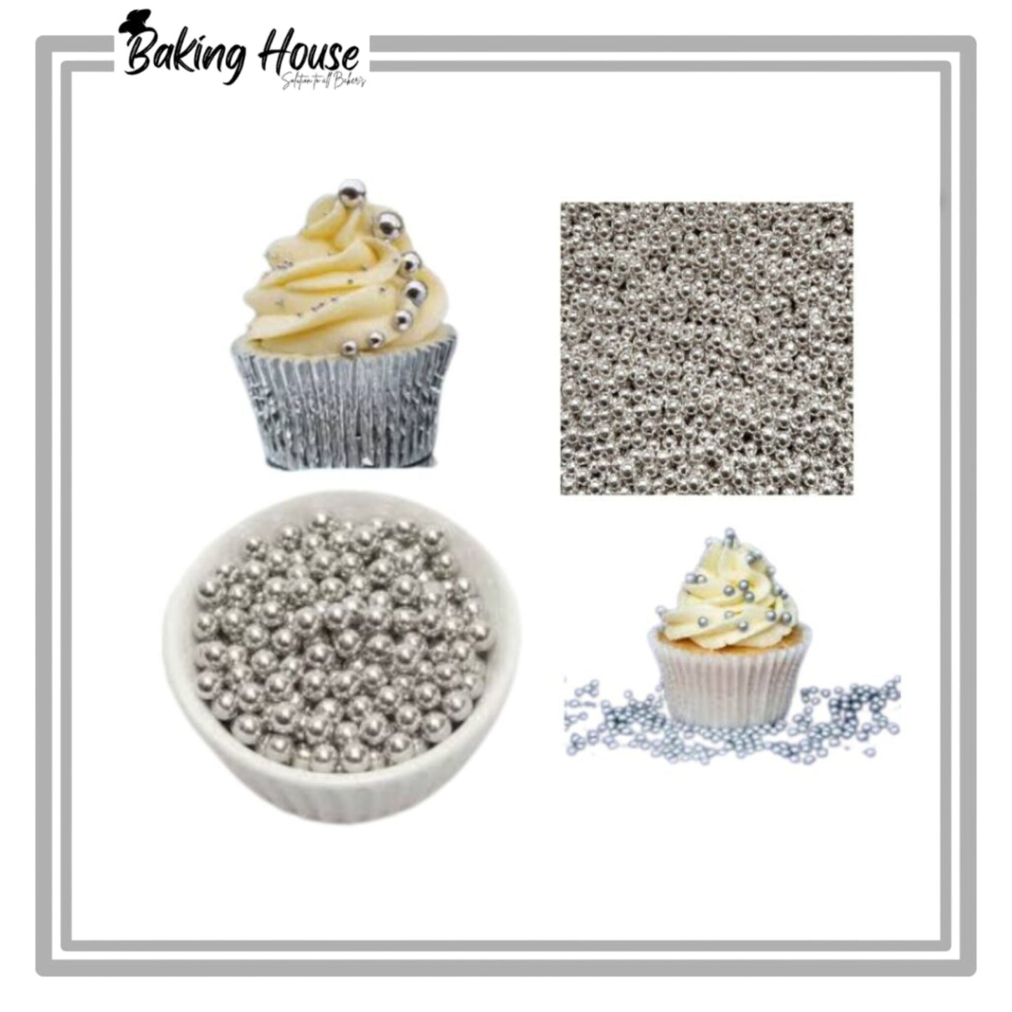 2mm Metallic Silver Edible Beads 25g For Cake Decorationg