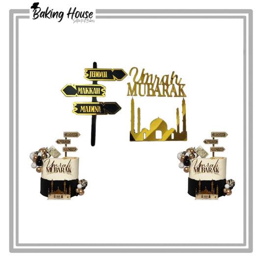 Umrah Mubarak Acrylic Cake Topper Set