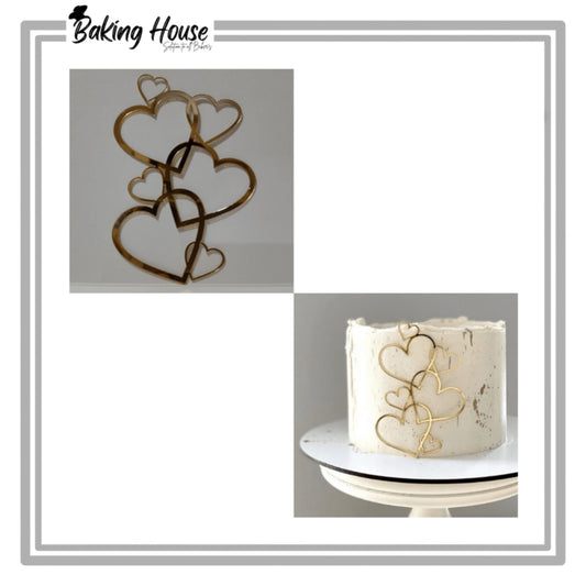7 Multi Heart Acrylic Cake Topper For Cake Decorationg